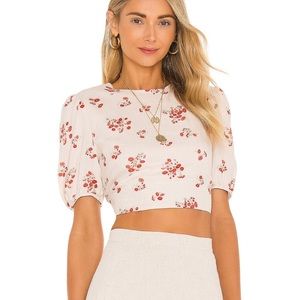 Bardot Printed Tie Back Top in Beige Floral